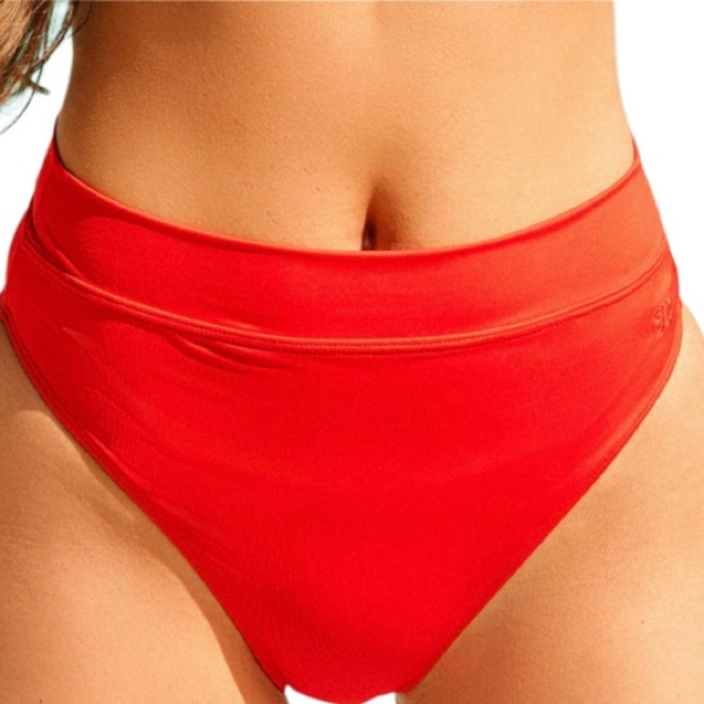 Albion Red Terry Almost Cheeky Swim Bottom. Size XSmall. New Without Tags.
